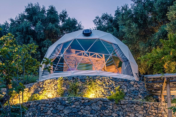 Glamping setup with TruDomes