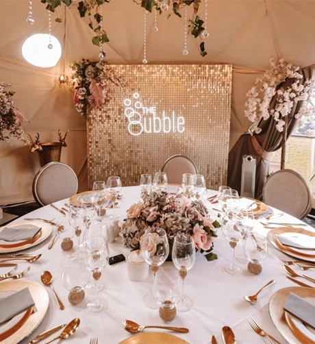 A dome from TruDomes setup for a dinning experience