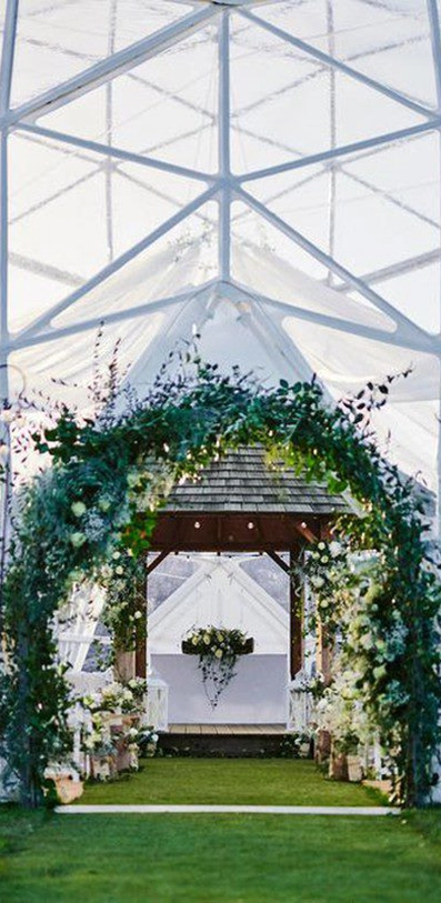 A Dome from TruDomes setup and decorated for a wedding